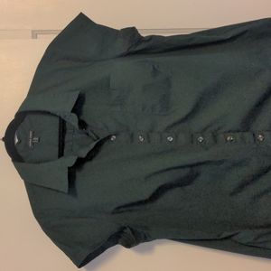 Universal Standard short sleeve shirt dress ivy green
